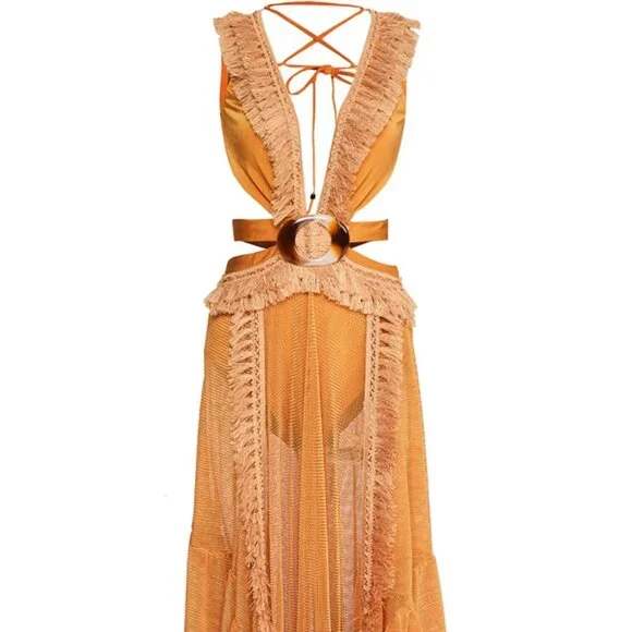 PatBO Netted Fringe Dress
